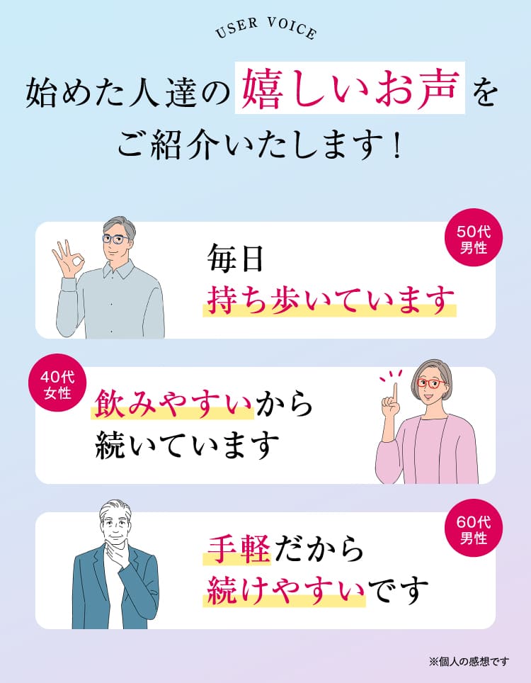 始めた人達の嬉しいお声をご紹介いたします！